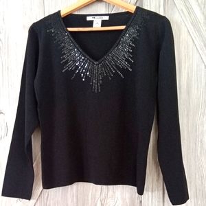 Nygard Collection Black V Neck Sweater M
